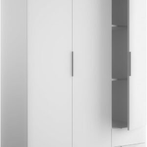 Armadio 3 Ante e 2 Cassetti Bianco 120x47x184