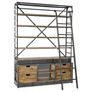 Libreria Legno Reciclato Metallo 164x47x226