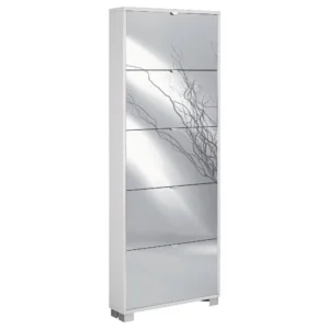 Scarpiera 5 Ante Bianca Specchio 70x18x190