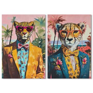 Quadro Tela MDF 60x2,7x90 Leopardo Laccato